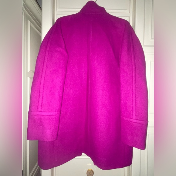 Fuchsia J-Crew Wool Coat. Size 4 - Picture 3 of 3
